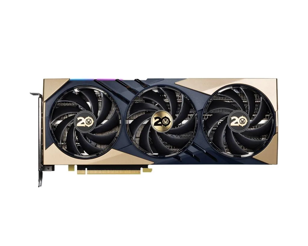 MSI GeForce RTX 4070 SUPER graphics card with World of Warcraft themed shroud and triple fan cooler