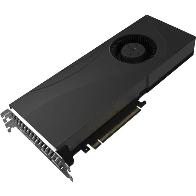 PNY GeForce RTX 2080 Ti blower card, black shroud, single fan, metal backplate