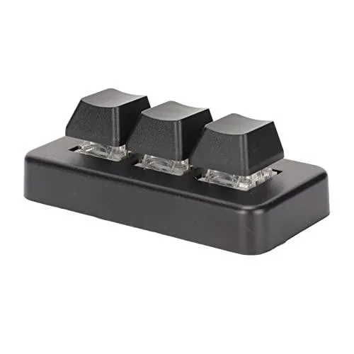 Compact black three-key macro keypad with RGB backlighting and tactile switches