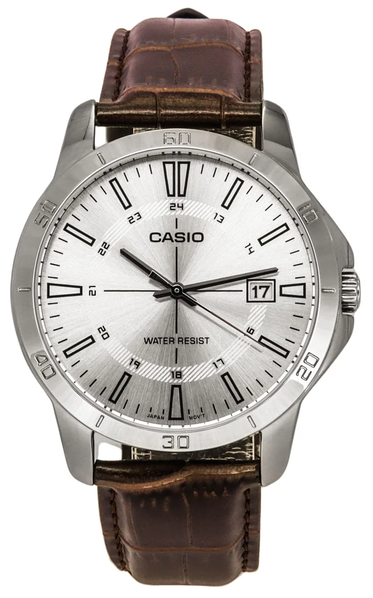 CASIO CASIO MTP-V004L-7C Silver Dial Brown Leather Watch 41.50 mm — product photo