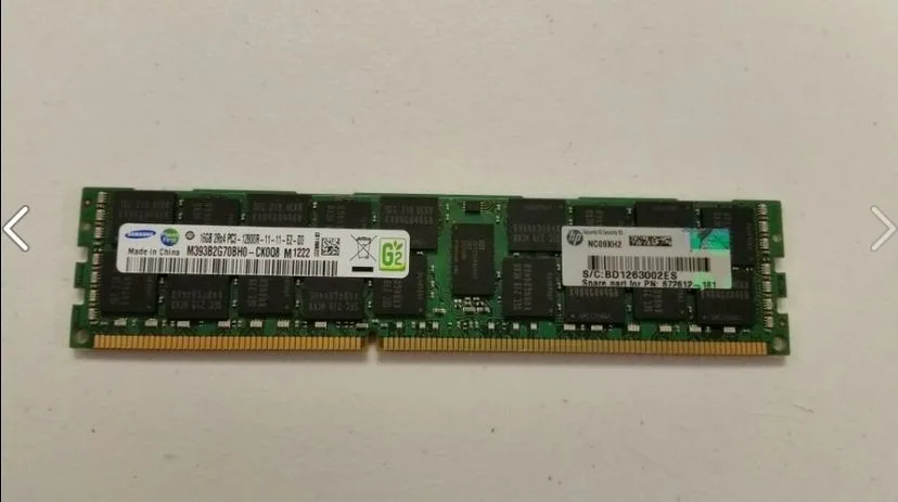 Green 240-pin DDR3 DIMM with black chips, 7.8 inches long