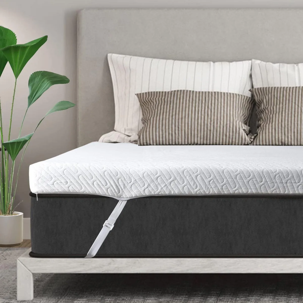  VALUXE Twin XL-3 Inch White Gel Memory Foam Mattress Topper with Bamboo Cover — ภาพสินค้า