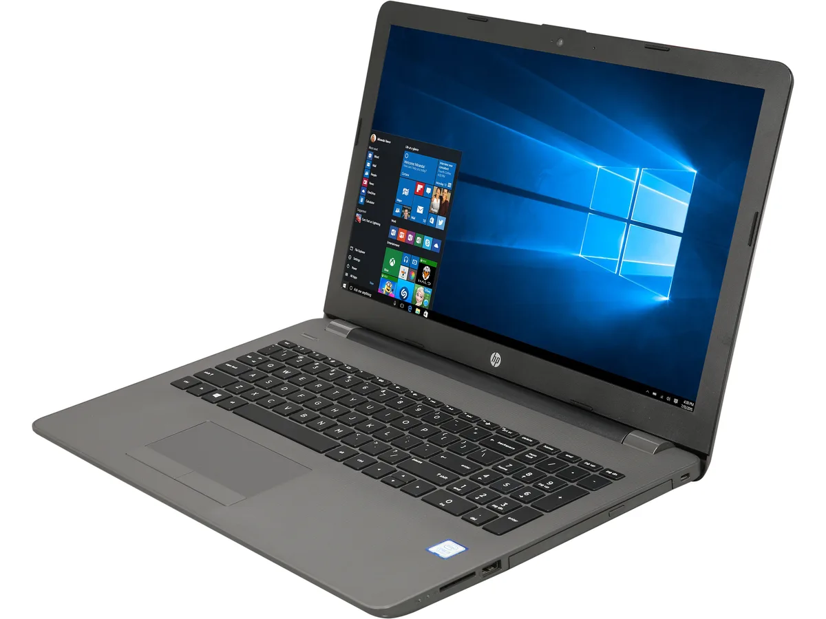 Silver HP 250 G6 laptop closed lid 15.6 inch display