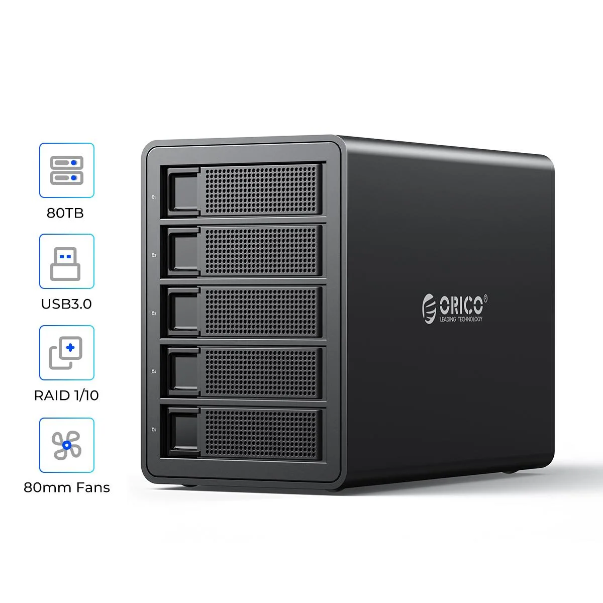 Orico Orico 3559RU3-US-BK-BP 5-bay RAID drive enclosure — produktbild