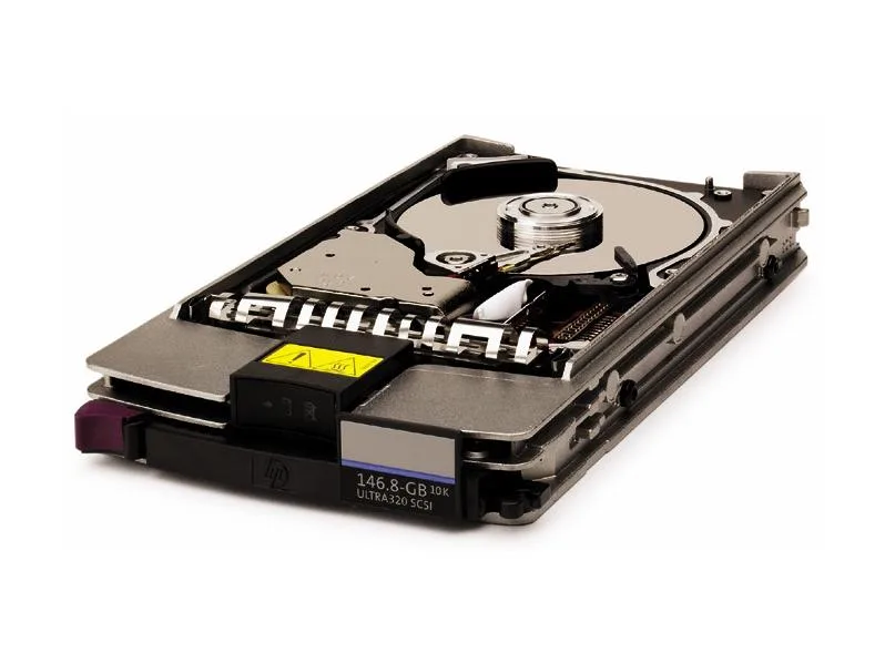Silver 3.5 inch SCSI hard drive with 80-pin connector and hot-plug tray