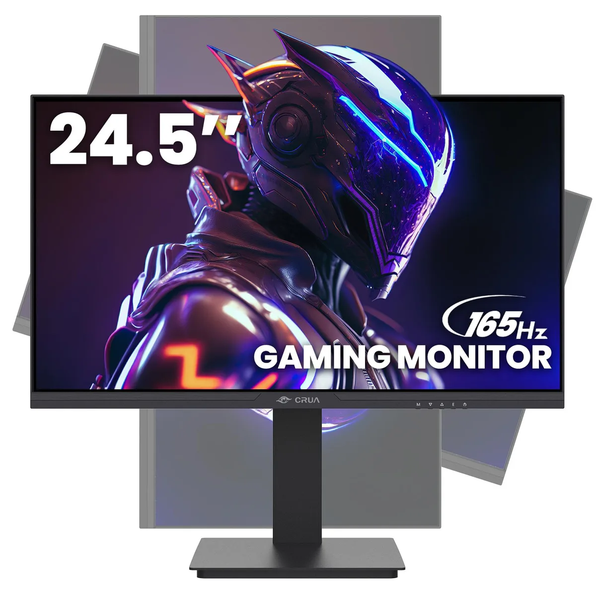 Curved 24.5 inch black gaming monitor on adjustable stand with tilt and swivel