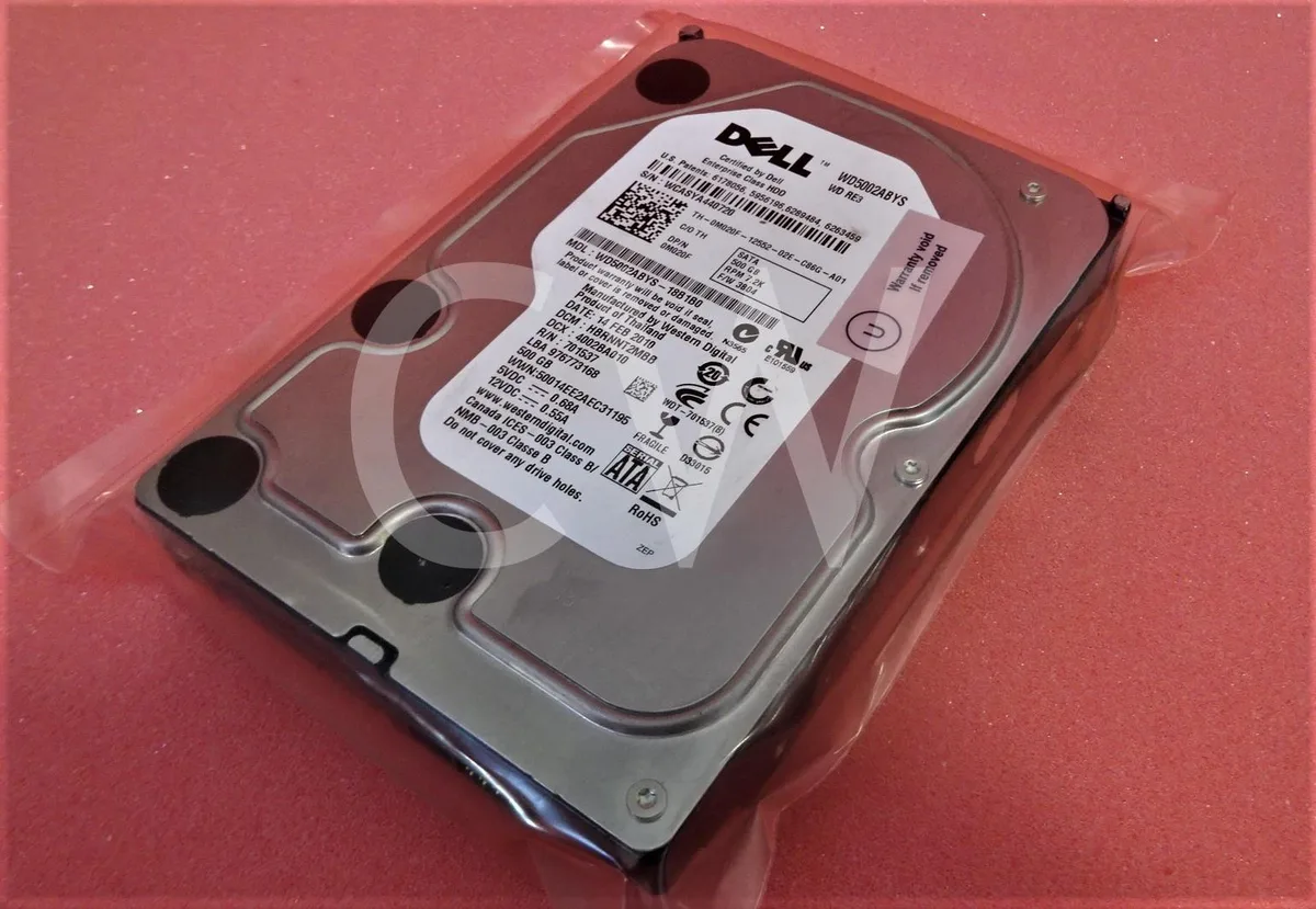 Silver 3.5 inch SATA hard drive with circuit board visible