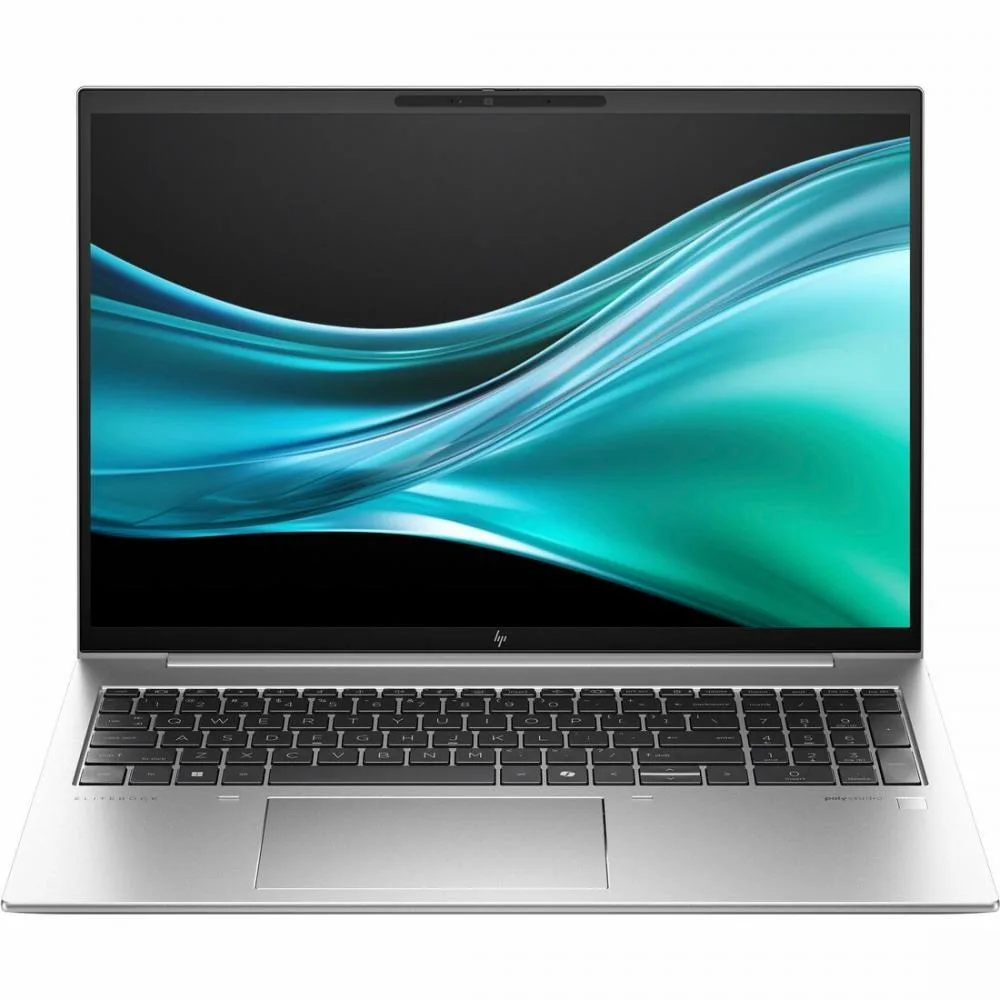Silver HP EliteBook 865 G11 16 inch laptop closed on white background