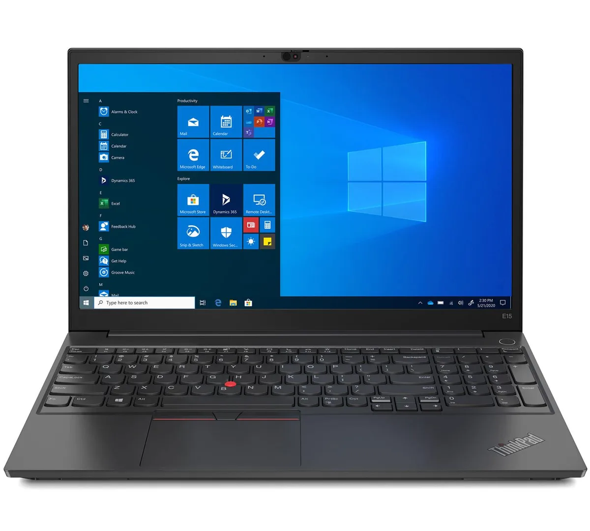 Black Lenovo E15 Gen 2 laptop closed lid 15.6 inch FHD display