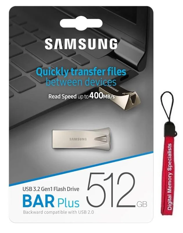 SAMSUNG SAMSUNG BAR Plus 256GB 400MB/s USB 3.1 Type-A Flash Drive Silver Metal MUF-256BE3 — תמונת המוצר