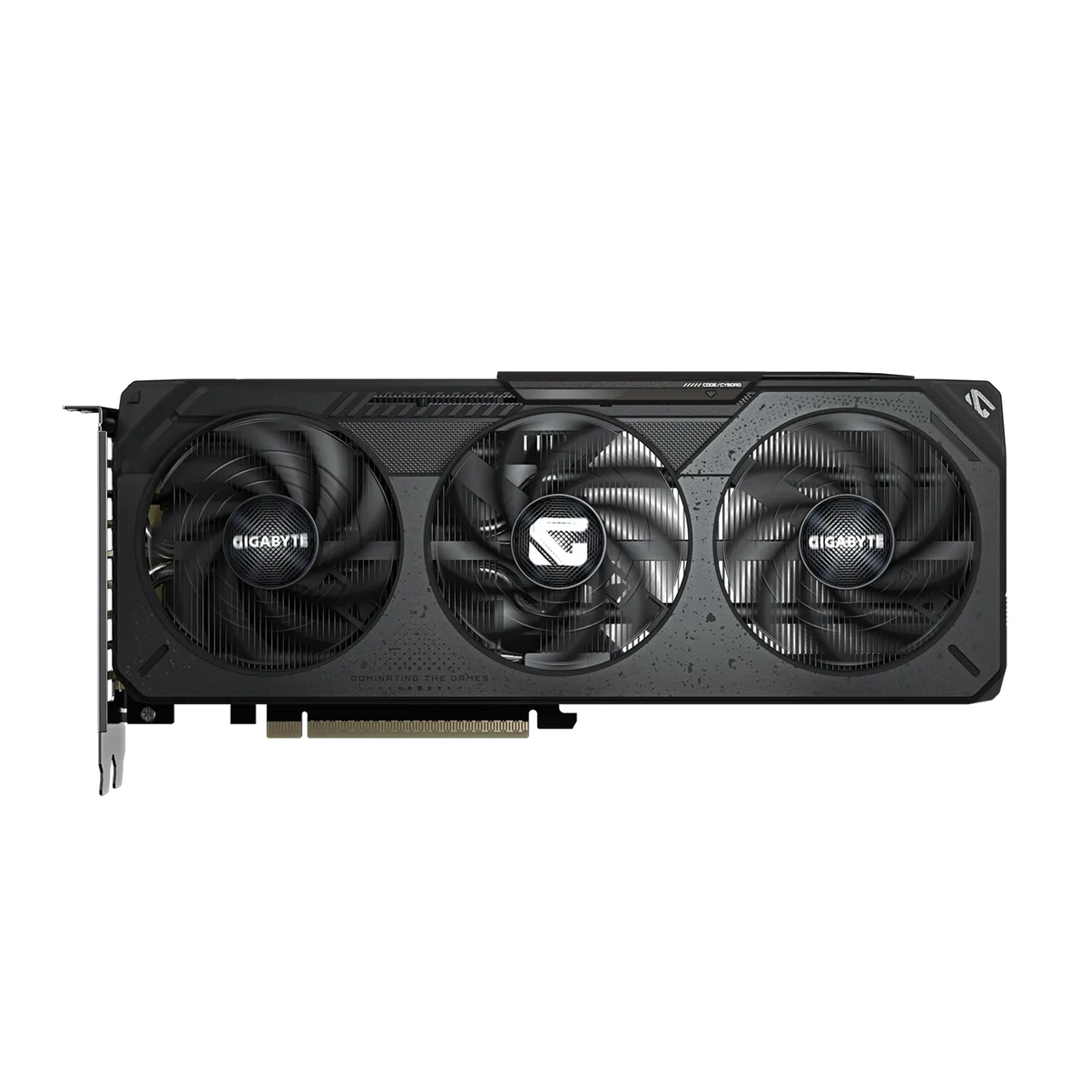 Black triple-fan graphics card with silver accents and WINDFORCE branding