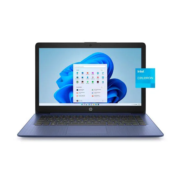 Blue 14-inch HP Stream laptop closed lid matte finish