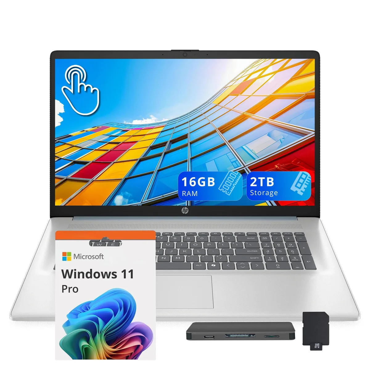 HP HP 17.3" HD+ Touchscreen Business Laptop, Intel Ultra 7 255U, 16GB RAM, 1TB SSD, Blue — 제품 사진