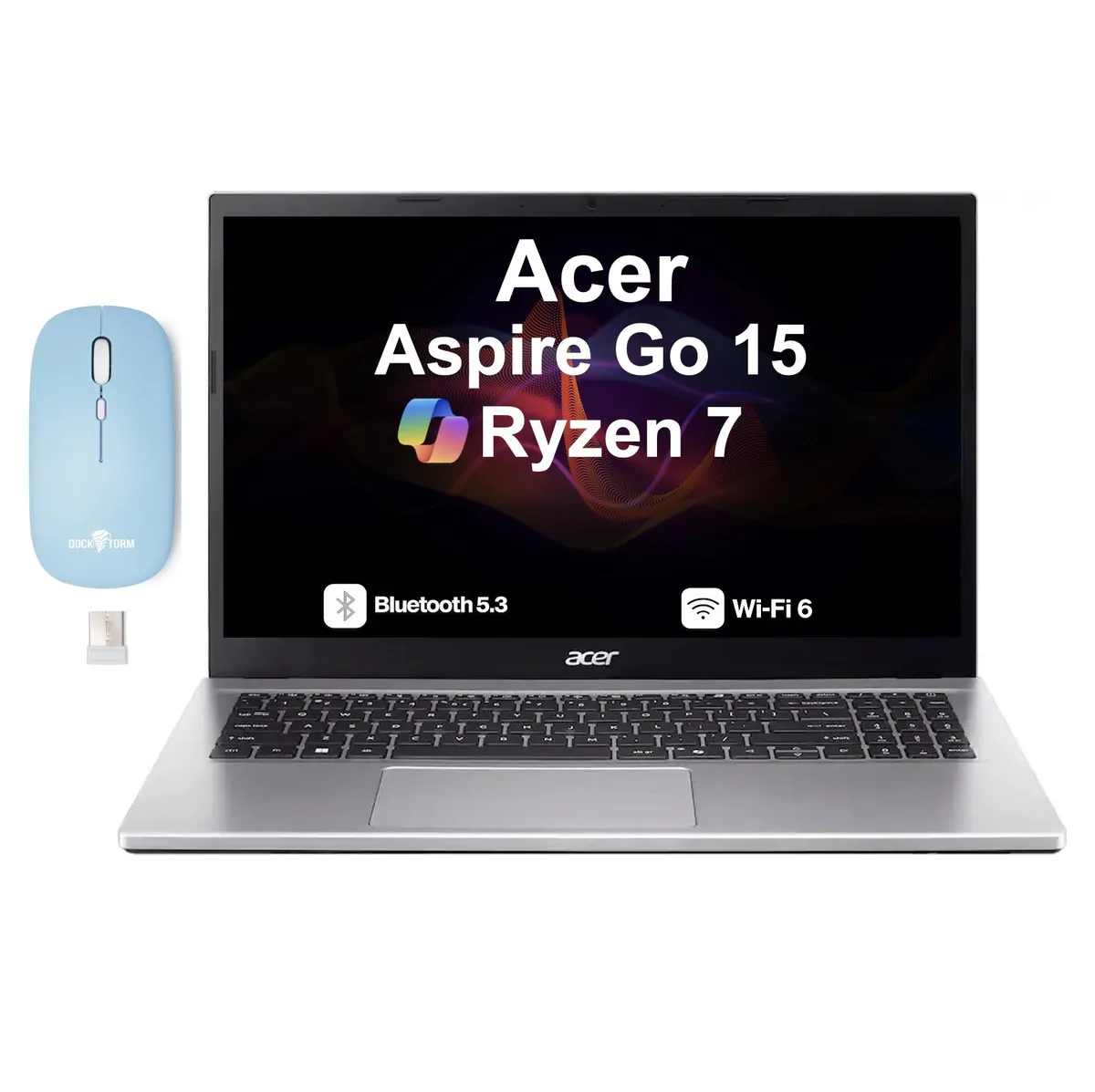 Silver 15.6 inch laptop closed on a plain surface