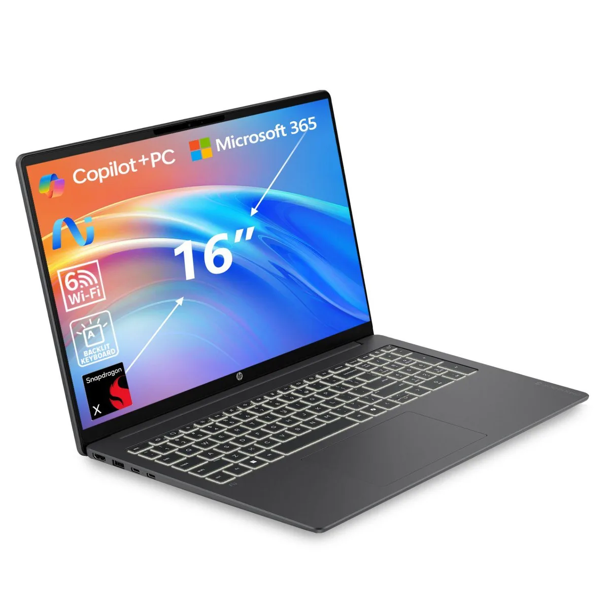 Mica Black 16 inch laptop with backlit keyboard