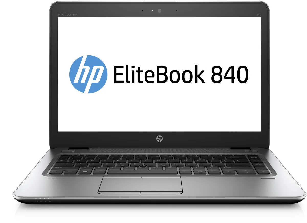 Silver HP EliteBook 840 G3 14.0 inch laptop closed showing lid and hinge