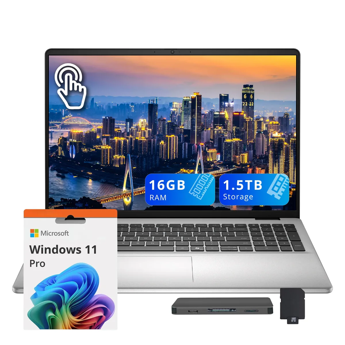 DELL DELL Inspiron 16'' FHD+ Touchscreen Business Laptop Intel Core 5 120U 16GB 1.5TB Storage Win 11 Pro Silver — tuotekuva