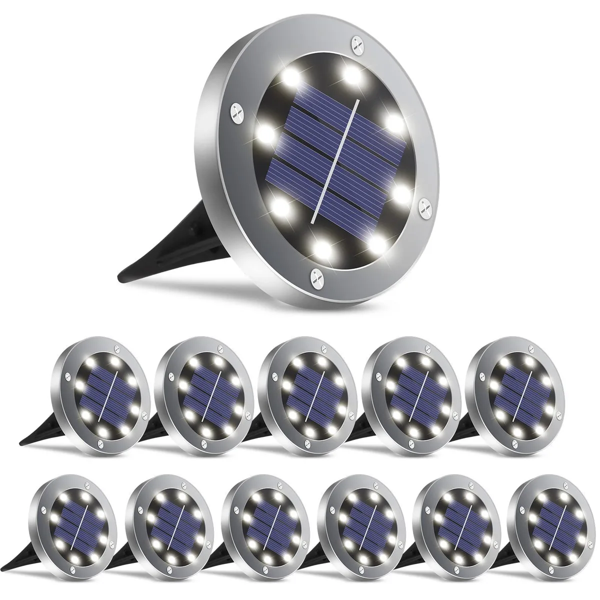 OULONGER 12 Pack Solar Ground Lights 4.6 inch White Light — 商品照片
