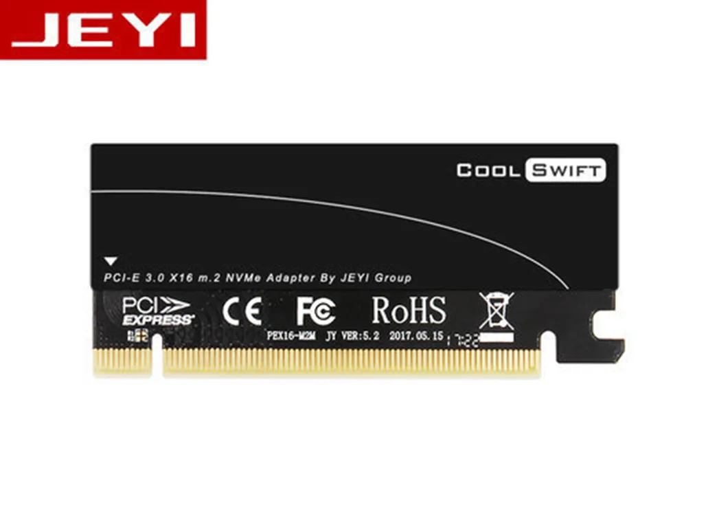Wadermoon Wadermoon JEYI Swift PCIe 3.0 x16 M.2 NVMe Heatsink Adapter 2230-2280 Copper Aluminum Red LED — صورة المنتج