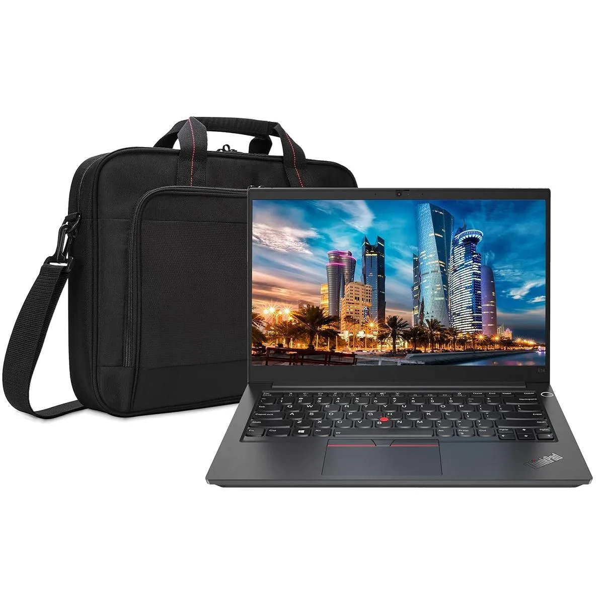Silver 14 inch laptop with briefcase bag