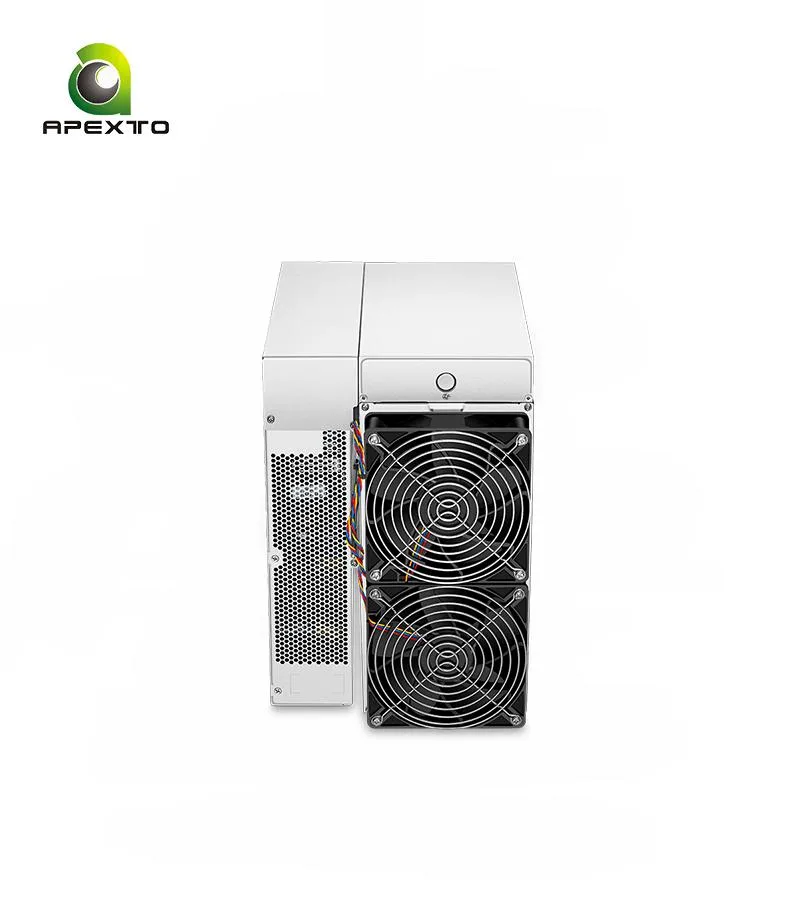 Rectangular metal Bitcoin miner with four fans, 195 by 290 by 400 millimetres, 15 kilograms