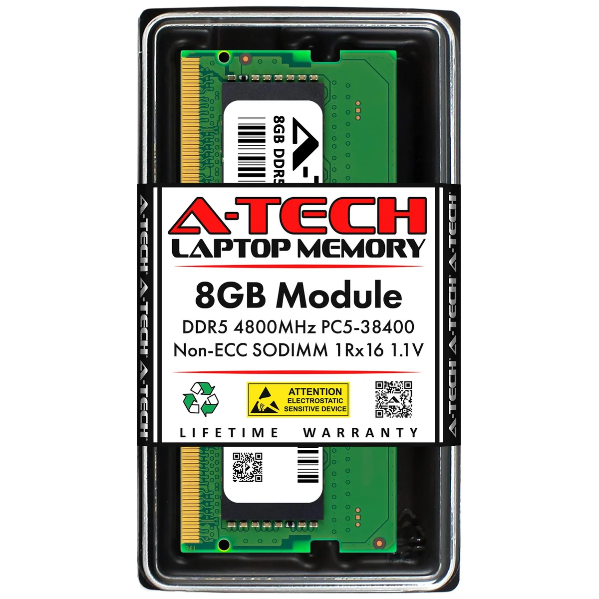 A-Tech A-Tech 8GB DDR5 4800MHz SODIMM laptop RAM for Adata AD5S48008G4-BSSB — photo du produit