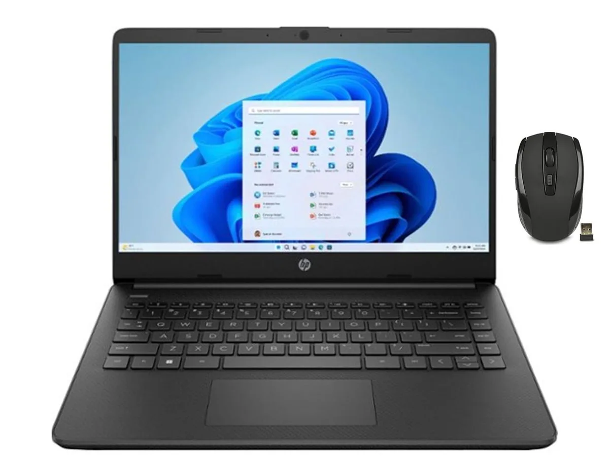 Jet Black 14 inch laptop with non-touch LED screen, thin profile