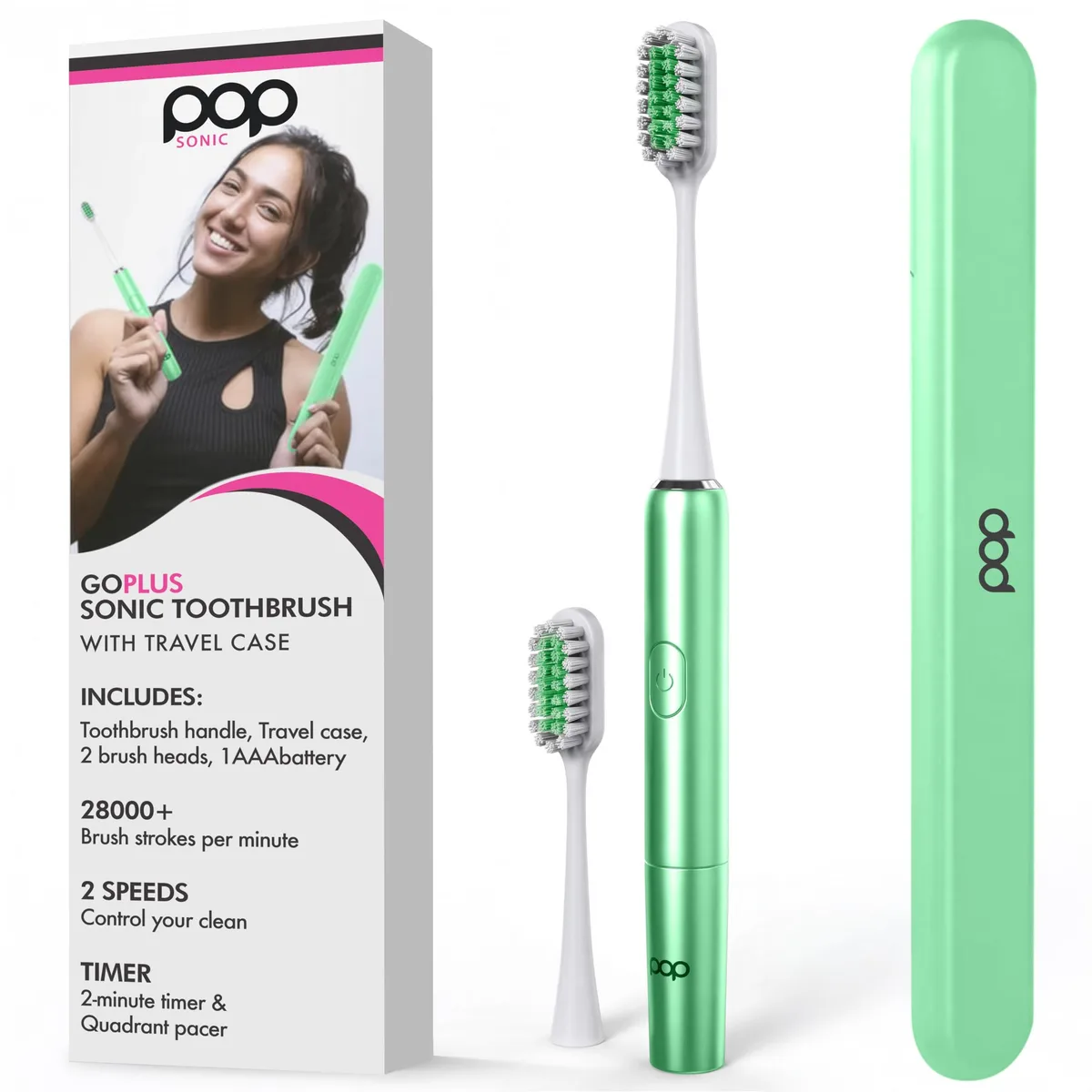 Pursonic PS_Go_Plus Pop Sonic Electric Toothbrush Emerald Green 18000-24000 Strokes per Min — product photo
