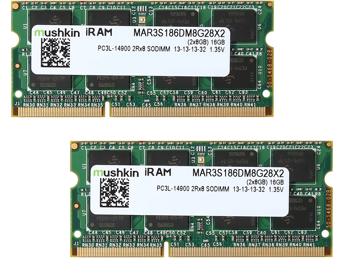Mushkin Enhanced Mushkin Enhanced MAR3S186DM8G28X2 16GB (2 x 8GB) DDR3L 1866 SO-DIMM memory upgrade — productfoto