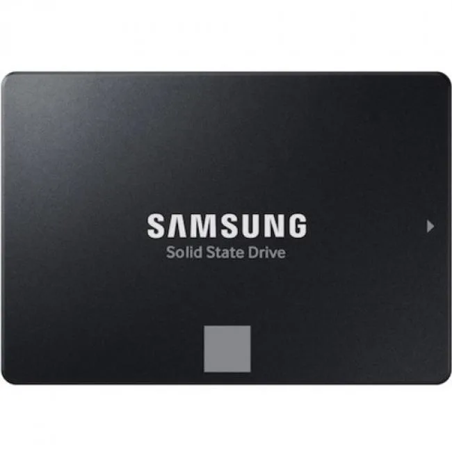 Black rectangular 2.5 inch SATA SSD with silver label