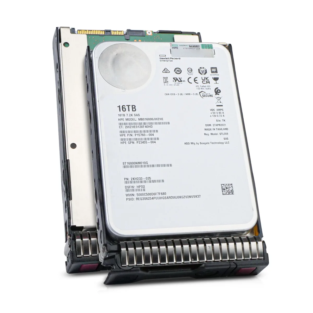 Silver 3.5 inch enterprise hard drive in HP Gen8 mounting tray