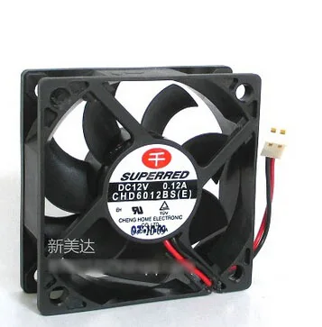 Black 60mm square cooling fan with ball bearing and two-pin connector
