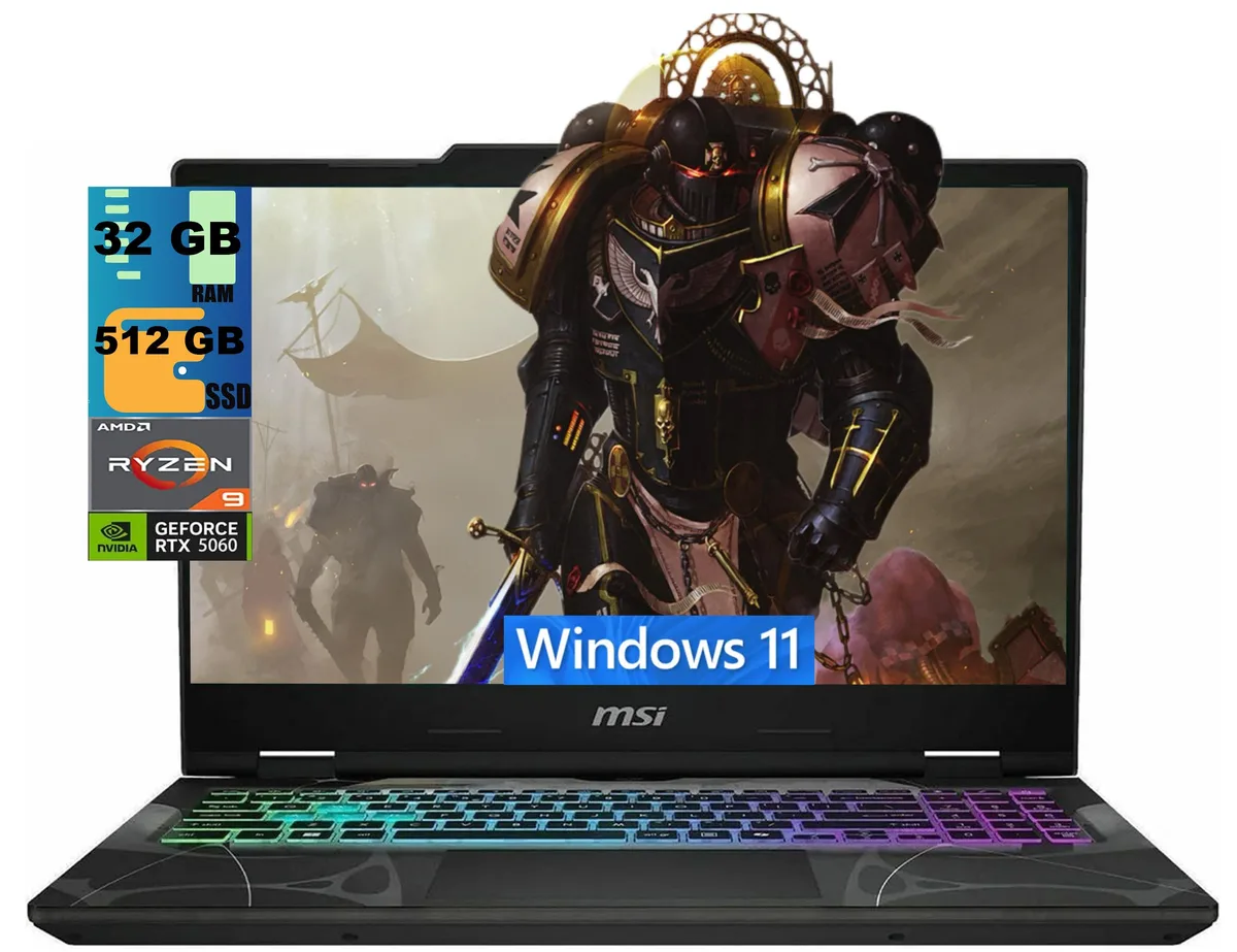 Black 15.6 inch gaming laptop with translucent chassis and RGB keyboard
