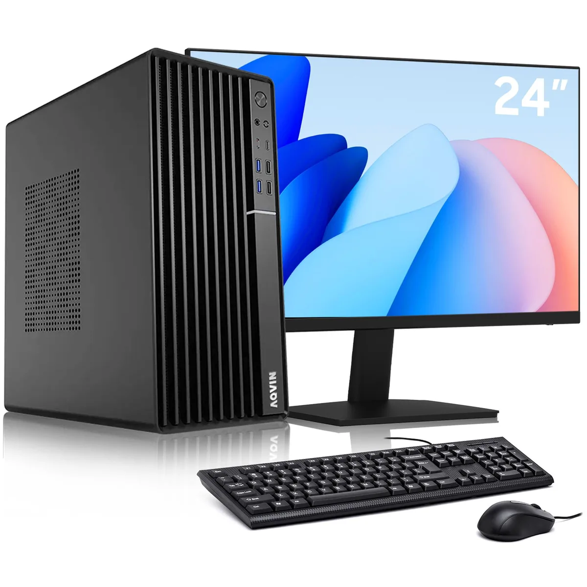 AQVIN AQVIN MTX70 Business Desktop i5-8400 16GB 256GB NVMe 24" Monitor — produktbild