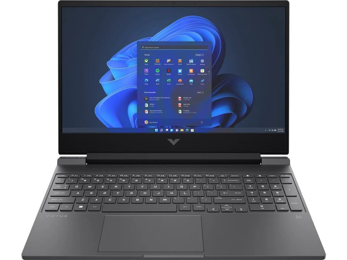 Grey HP Victus 15 gaming laptop closed lid matte finish 15.6 inch form factor