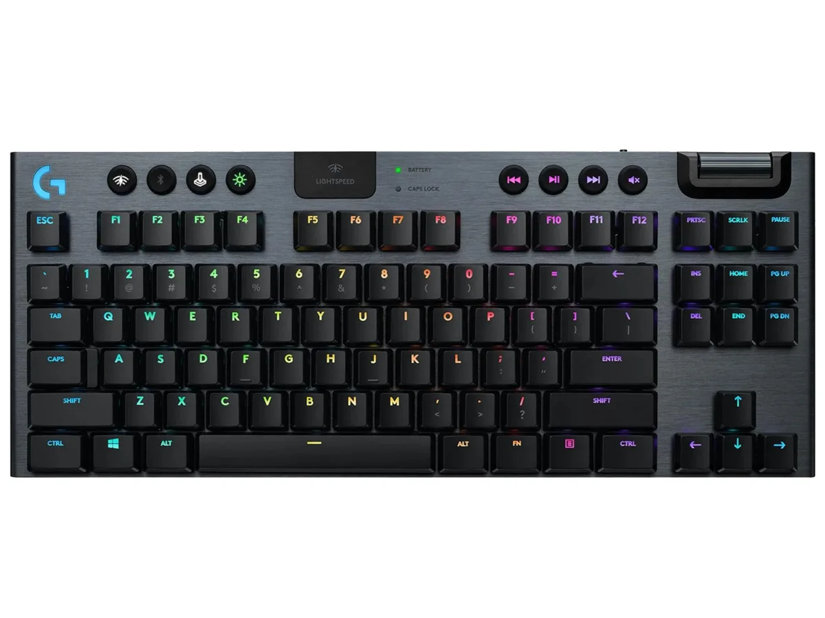Ultra-thin wireless mechanical keyboard with brown tactile switches and RGB lighting