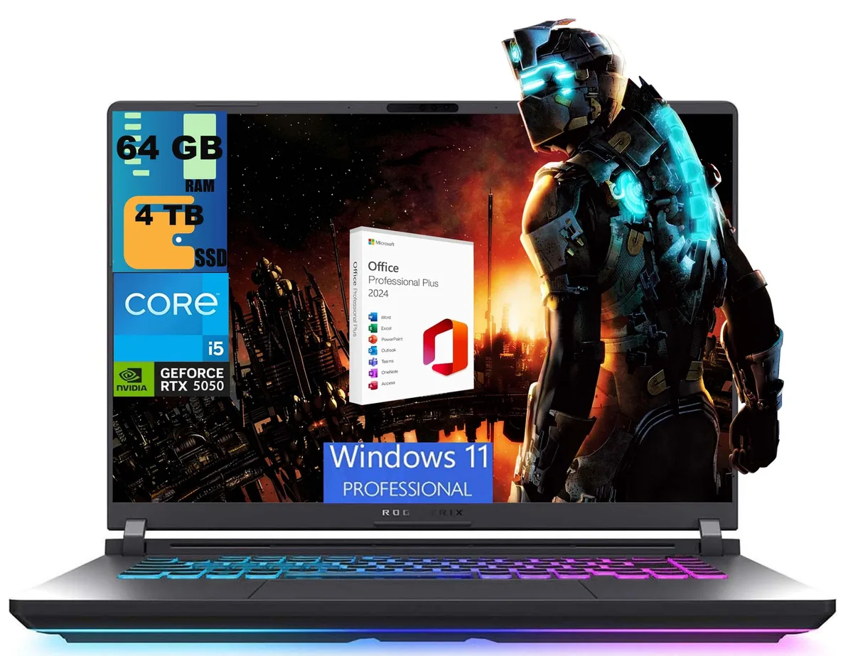 Gray 16 inch gaming laptop with matte finish and backlit keyboard