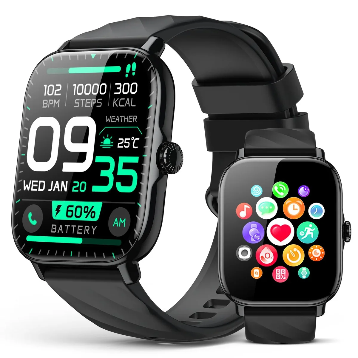 Kriutefy Smart Watch Black 1.91" 390 x 450 110+ Sports Bluetooth 5.3 IP68 — ürün fotoğrafı
