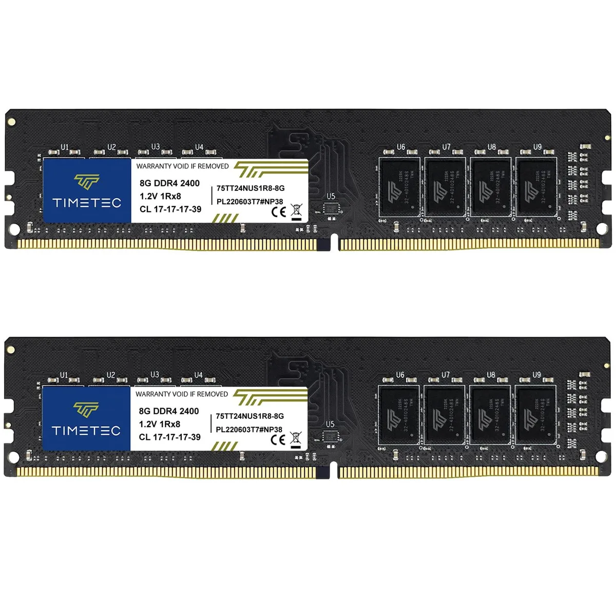 Two black DDR4 UDIMM sticks, 288-pin, 1.2V