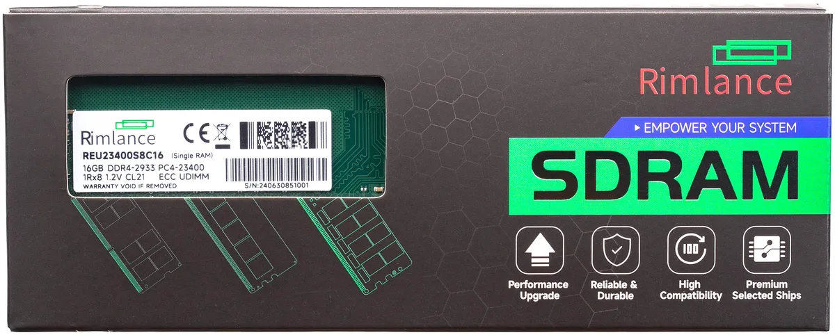 RIMLANCE RIMLANCE 16GB DDR4 2933 ECC UDIMM 1Rx8 — produktfoto