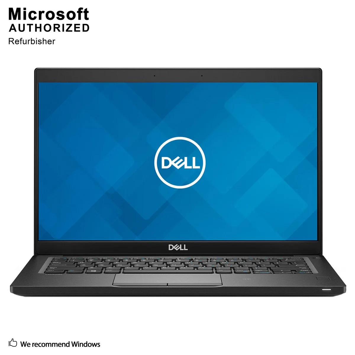 Black Dell Latitude 7390 13.3 inch laptop closed on a plain surface