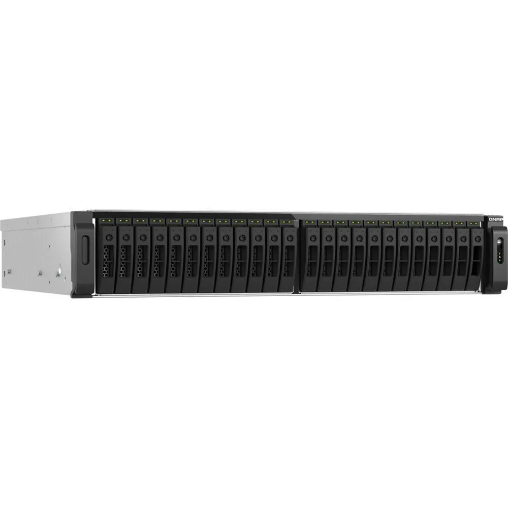 Silver 2U rackmount NAS with thirty 2.5-inch drive bays and front LCD panel