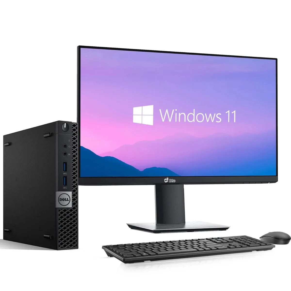 DELL DELL OptiPlex 3070 Micro desktop PC, i5-9500T, 16GB, 512GB, 24" monitor — photo du produit