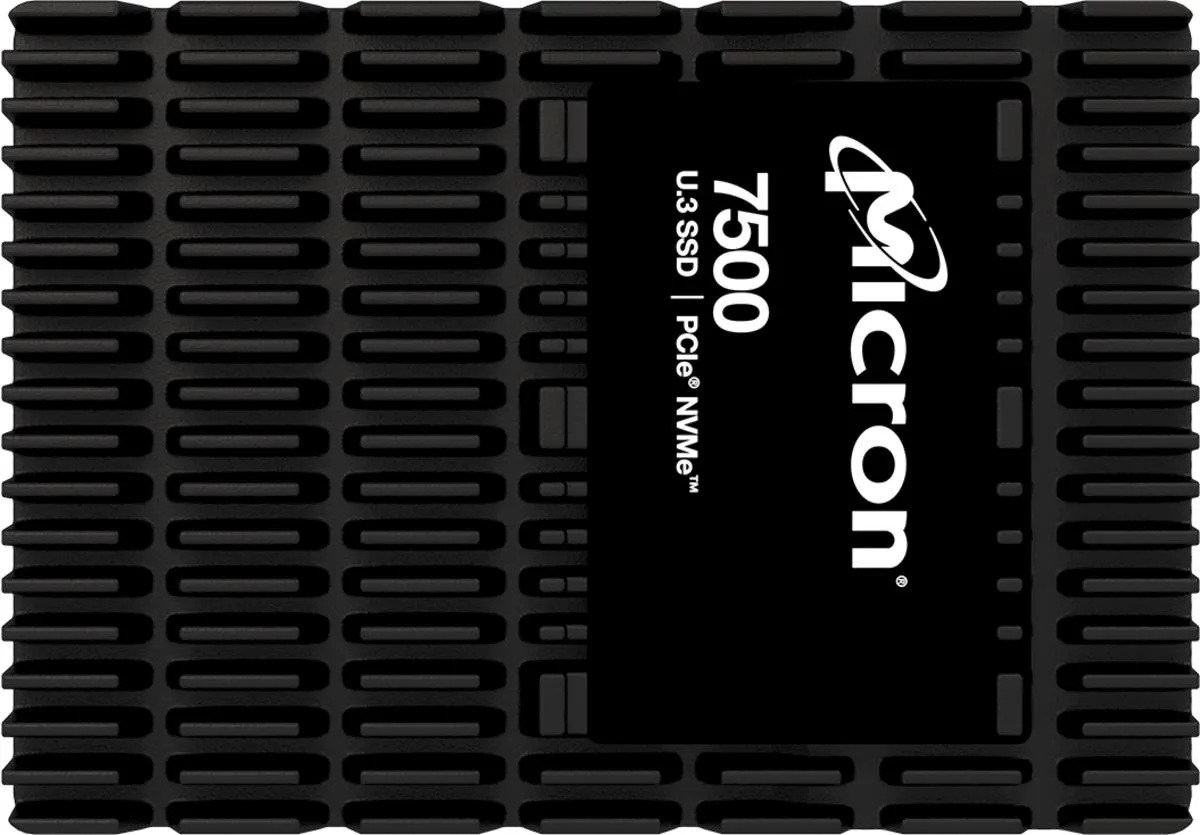 Rectangular U.3 SSD with 15mm metal casing and label