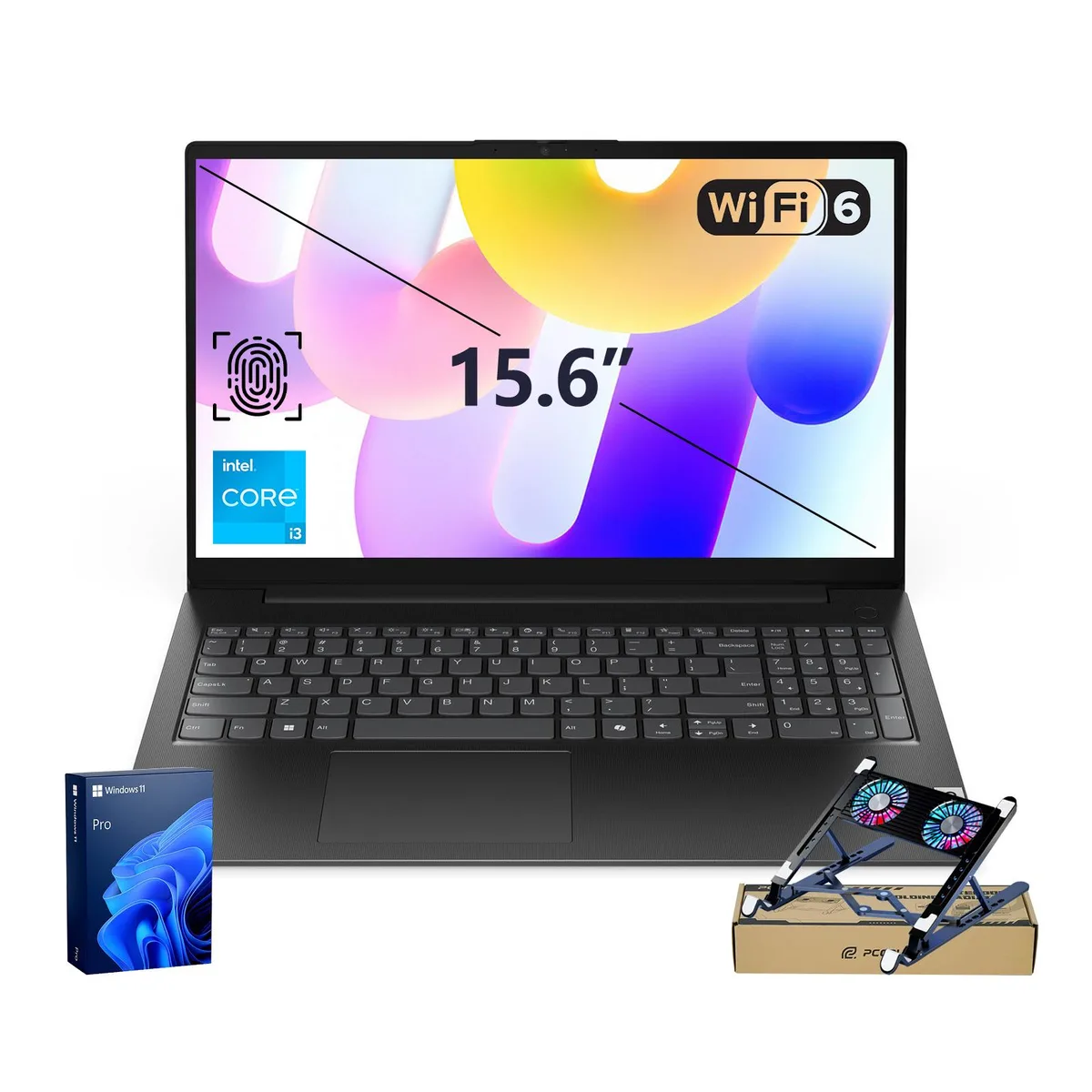 Lenovo Lenovo V15 Gen 5 laptop i3-1315U 16GB DDR5 512GB 15.6 FHD Windows 11 Pro Black PCO Cooler Bundle — product photo