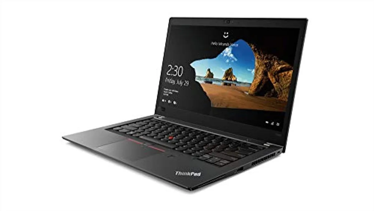 Black 14-inch laptop with matte anti-glare screen, backlit keyboard and fingerprint reader