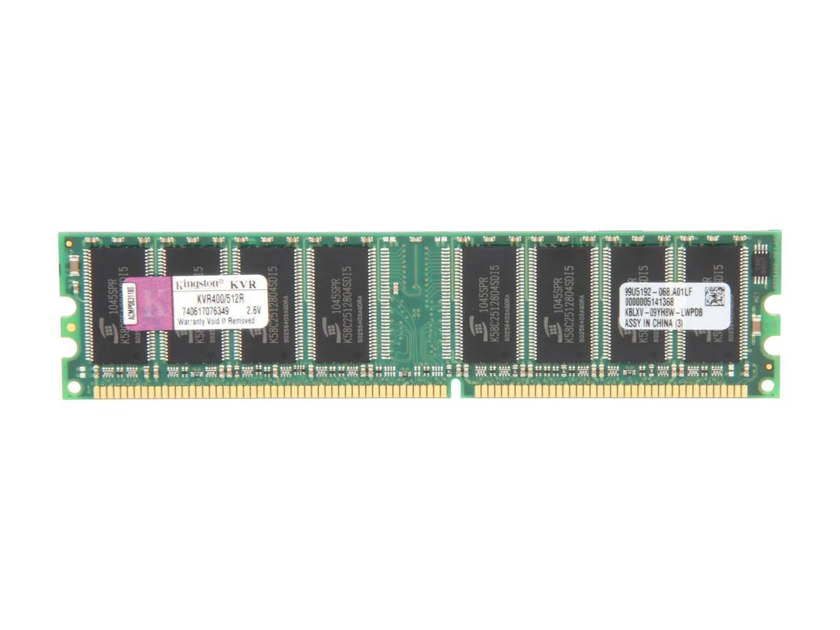 Kingston Technology Corp. Kingston Technology Corp. KVR400/512R desktop RAM 512MB DDR 400 (PC 3200) 184-Pin CL3 2.6V — termékfotó