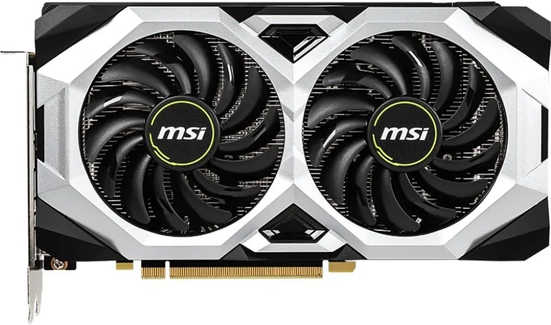 MSI GeForce RTX 2060 Ventus GP dual-fan graphics card in black and silver finish