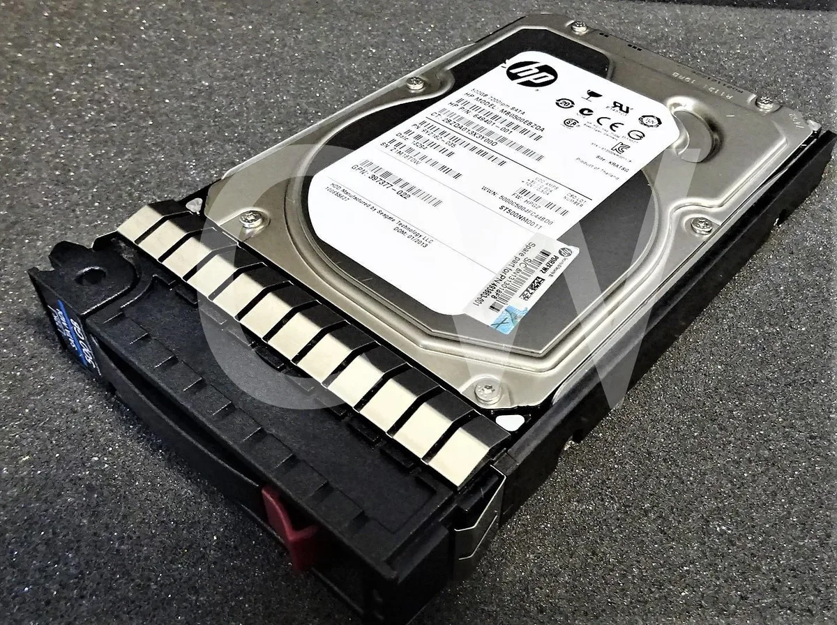 Silver 3.5 inch SATA hard drive with black carrier tray