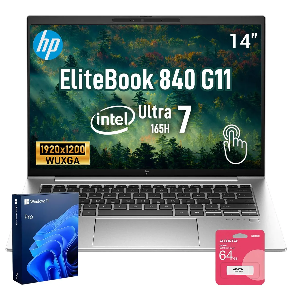 HP HP EliteBook 840 G11 14" Touchscreen Core Ultra 7 165H 64GB DDR5 2TB SSD Silver — photo du produit